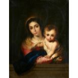 COPIA DE MURILLO (Escuela sevillana, S. XVIII) Virgen con Niño. Óleo sobre lienzo. 94 x 72 cms. El
