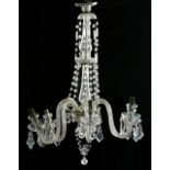 Lámpara de seis brazos de luz de cristal, pp. del S. XX. Altura: 93 cmsSalida (Starting price): €350