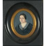 SERGIO GARCIA (Madrid, 1813 - 1855) Retrato de dama. Miniatura sobre marfil. 5,5 x 4,5 cms.  Firmado