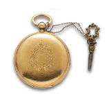 Reloj saboneta en oro de 18K ff S:XIX. se acompaña de llave. Punzonado AE y numerado 12435 Esfera