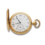 Reloj saboneta de bolsillo LONGINES años 20 en oro de 18K. 5898033. Esfera en porcelana blanca,