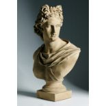 Busto decorativo del Apollo Belvedere, S. XX. Altura: 75 cms. Salida (Starting price): €400