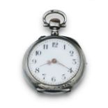 Reloj lepine de bolsillo para señora en plata pps s.XX. Esfera en porcelana blanca con numeración