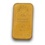 Lingote de 50 grs de oro fino de 24K Medidas:4.5 x2.5 cms. Salida (Starting price): €1400