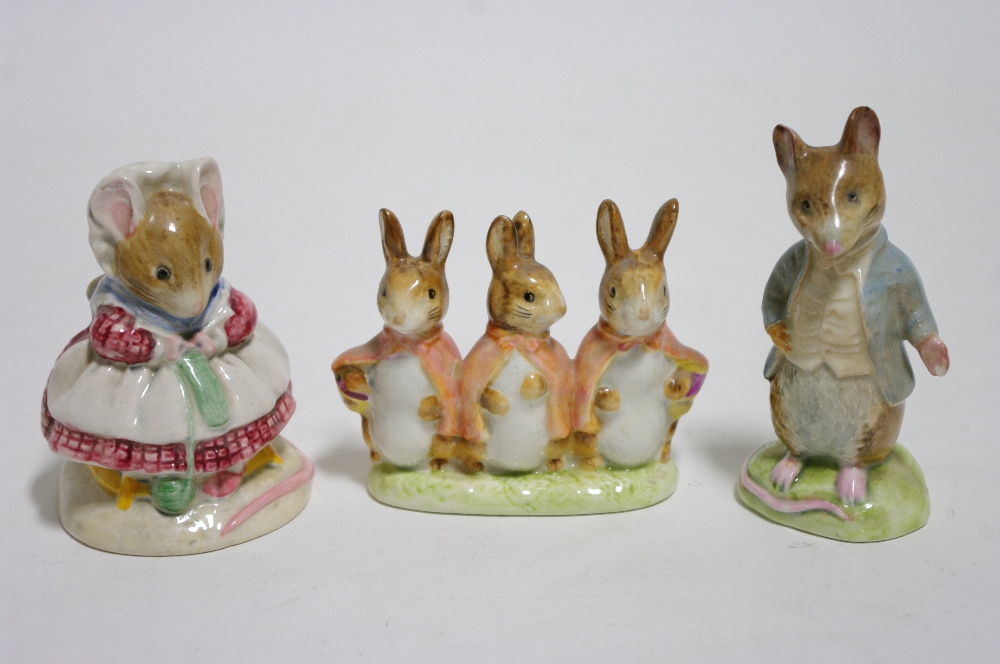 A Beswick Beatrix Potter figure “The Old Woman Who Lived In a Shoe – Knitting”; another, “Flopsy,