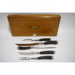 A Joseph Rodgers & Sons five-piece carving set, each with antler handle & embossed ferules; in