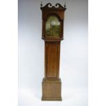 A late 18th century longcase clock, the 12" brass dial engraved with figure of Neptune to the