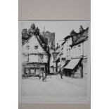 DOROTHY F. SWEET. A black-&-white etching titled: “The Market Place, St. Albans”, signed in