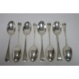 A set of eight late Victorian Old English teaspoons; London 1899, by W. S. Hutton & Sons. (6oz.)