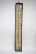 An Admiral Fitzroy type barometer with printed paper chart inscribed: “Hancock, Bath”; 5” wide x 35”