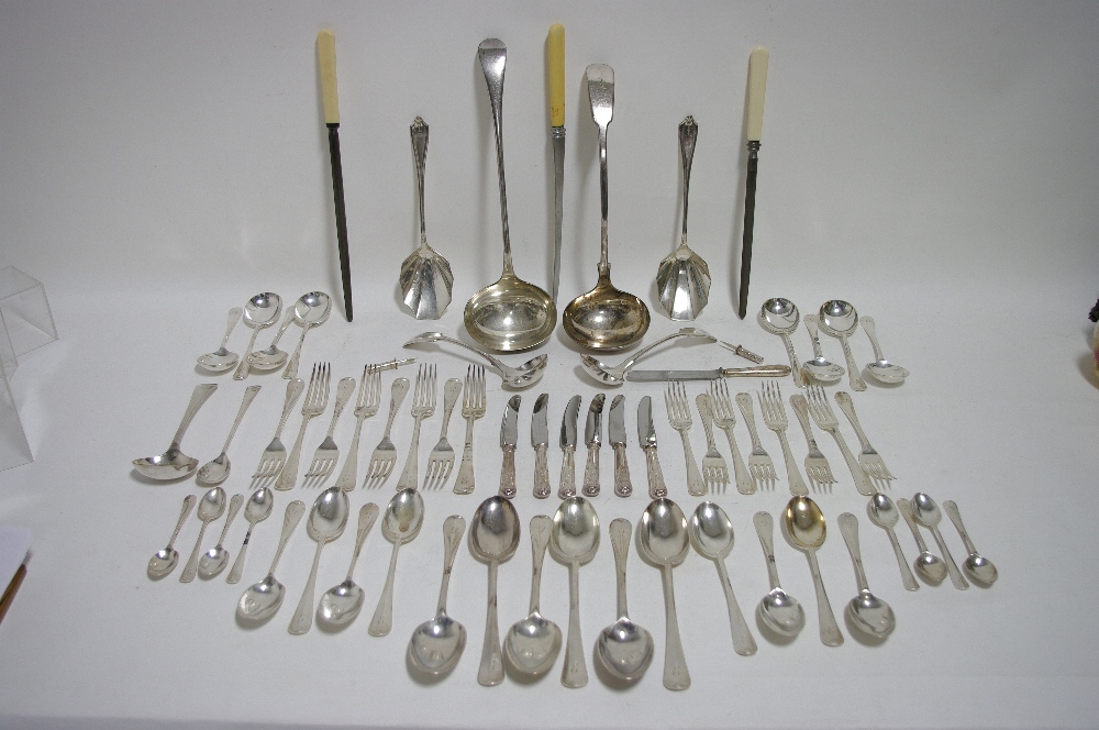 A service of Mappin & Webb Hanoverian Rat-Tail flatware comprising six table spoons, eight table