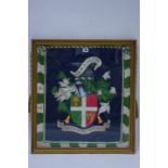 A High Sheriff’s armorial banner painted on silk panel, depicting Welsh arms & mottos “Duw a Digon”,