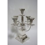 A LATE VICTORIAN ARCHITECTURAL CANDELABRUM with round fluted centre column supporting a Corinthian