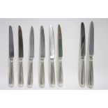 Six Victorian steel table knives with loaded Old English Thread pattern handles, London 1857 by