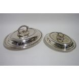 Two oval entrée dishes with beaded rims; 11” & 9” wide