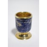 A CONTEMPORARY SILVER-GILT & LAPIS LAZULI GOBLET, the cylindrical lapis bowl with silver lined