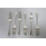 Six Victorian Old English dessert forks; London 1874, by Lias Brothers. (7½oz.)