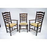 A set of seven Lancashire-type ash dining chairs – including a pair of carver chairs – having