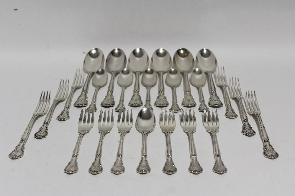 A late 19th century American Sterling part-service of flatware with rococo scroll terminals,