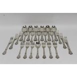 A late 19th century American Sterling part-service of flatware with rococo scroll terminals,