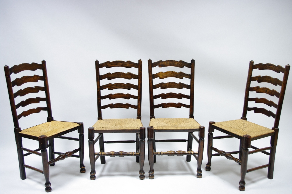 A set of seven Lancashire-type ash dining chairs – including a pair of carver chairs – having - Image 2 of 2