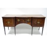 A 19th century inlaid mahogany sideboard with crossbanded top & marquetry decoration, the bow-