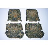 A PAIR OF MID-18th CENTURY  NEEDLEWORK CHAIR BACKS & SEATS, each with an oval panel surrounded by