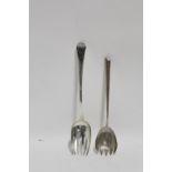 A George III Old English six-pronged salad fork, London 1808, by Eley, Fearn & Chawner; & an