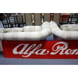 A LARGE PAIR of “ALFA ROMEO” rectangular Perspex signs of red ground & with white lettering, 22¾"