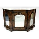 A mid-Victorian burr walnut veneered chiffonier with white marble top & angled sides, enclosed three