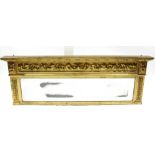 A Victorian carved giltwood frame overmantel  inset rectangular bevelled plate & with leaf-scroll