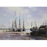 ANDREWS, Stanley J. (contemporary)                      “Barges at Pin Mill.”, signed;