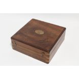 49. A reproduction brass sun dial compass in teak case; together with eight various cameras &