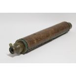 50. An early 20th century brass two-drawer telescope with leather-covered tube, 34¾” long.