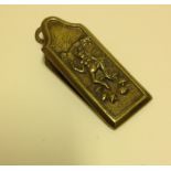 A dancing devil brass letter clip. 11cm.