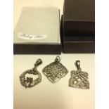 Three 925 Silver Celtic design pendants.