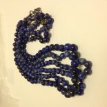 Three beaded Lapis Lazuli necklaces.