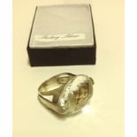 A 925 Silver ring set with a large facet