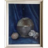 Framed pastel still life, dated 1970, si