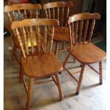 Four pine chairs. (4).