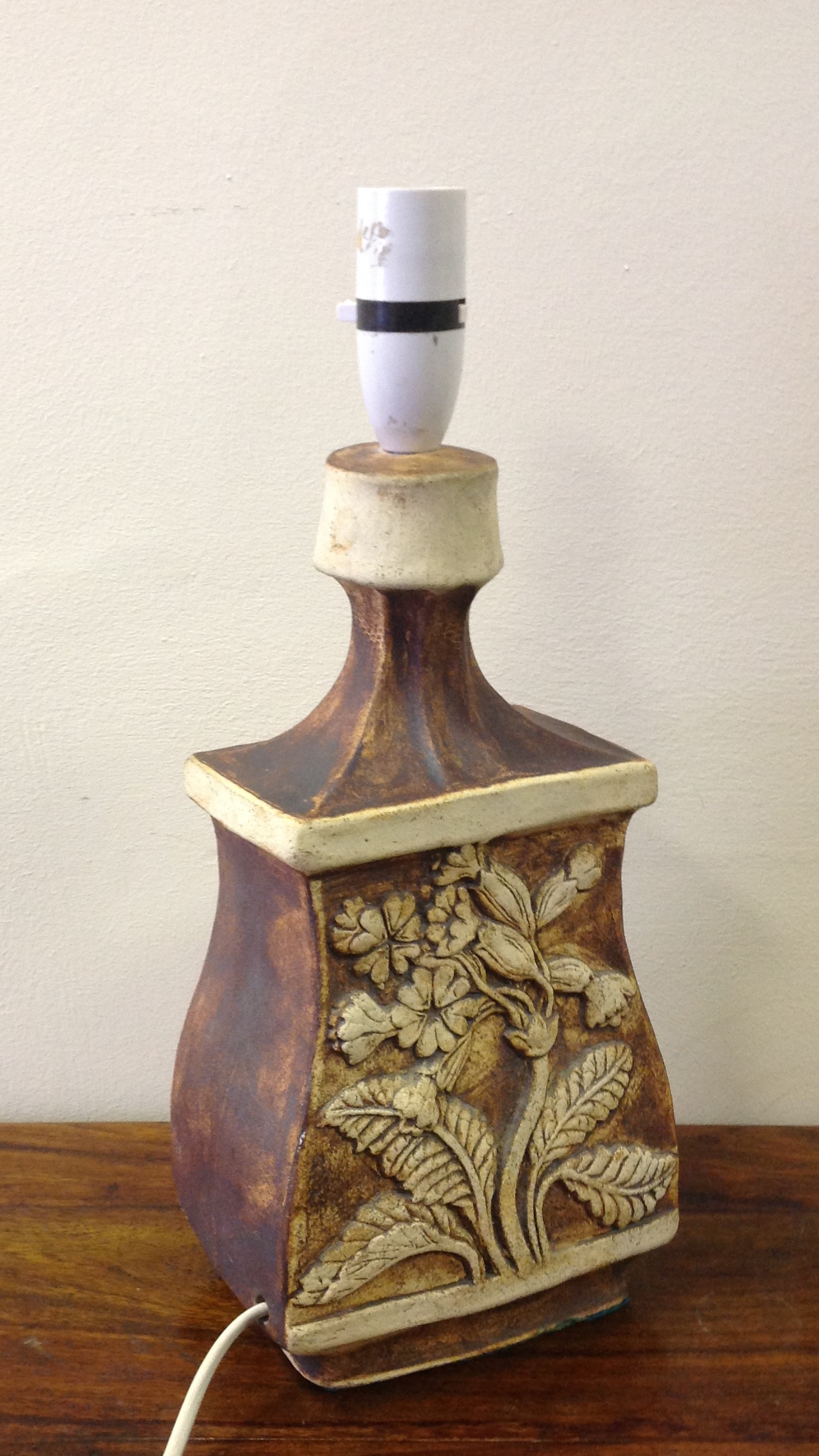 A 1960s pottery lamp base. 38cm.