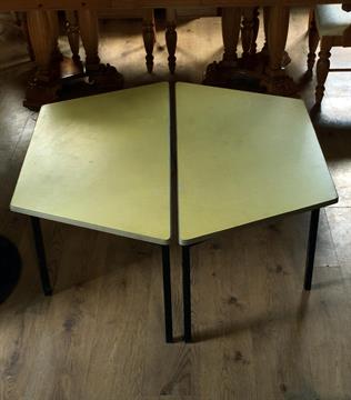 2 Yellow Formica style top tables which