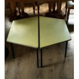 2 Yellow Formica style top tables which