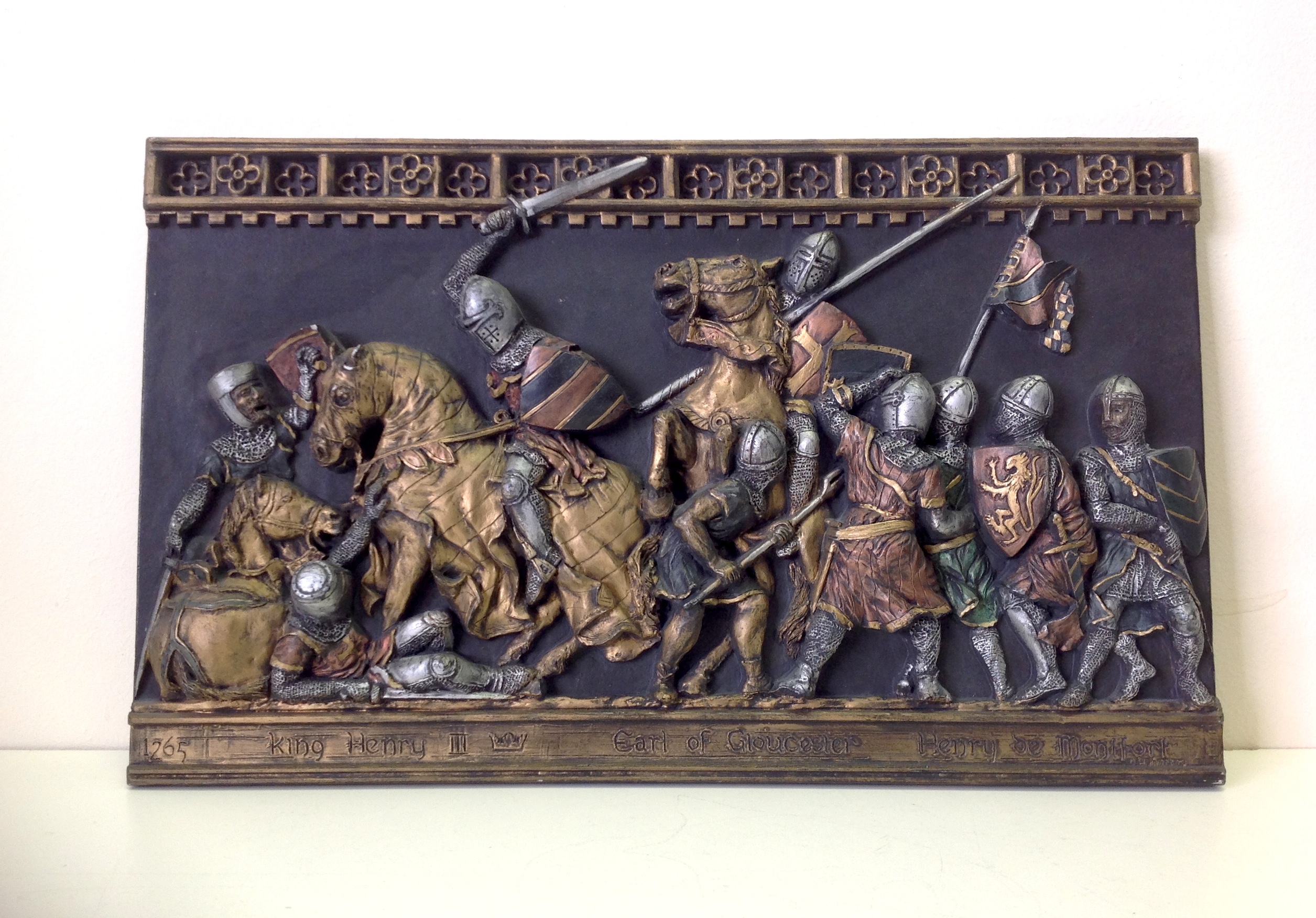 An battle scene plaque. W40cm x H24cm.