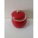 A red barrel container cir 1960s. H17cm.