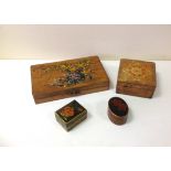 Four decorative boxes. Two wooden and tw