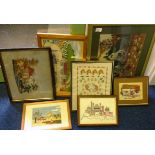 Collection of 7 assorted framed needlepo