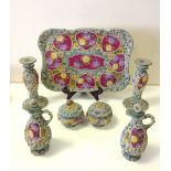 A highly decorative 19thC Moriage trinket set