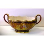 Fieldings Crown Devon ruby lusterware twin handled jardiniere.