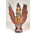 A Burmese carved wooden God statue. H30c